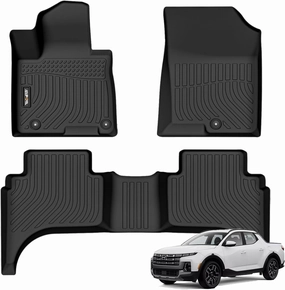 AIPOIL®TPE Floor Mats Custom for 2022-2025 Hyundai Santa Cruz丨Fits 1st & 2nd Row丨All Weather Anti-Slip Floor Liners丨Full Set Automobile mats Accessories, Black