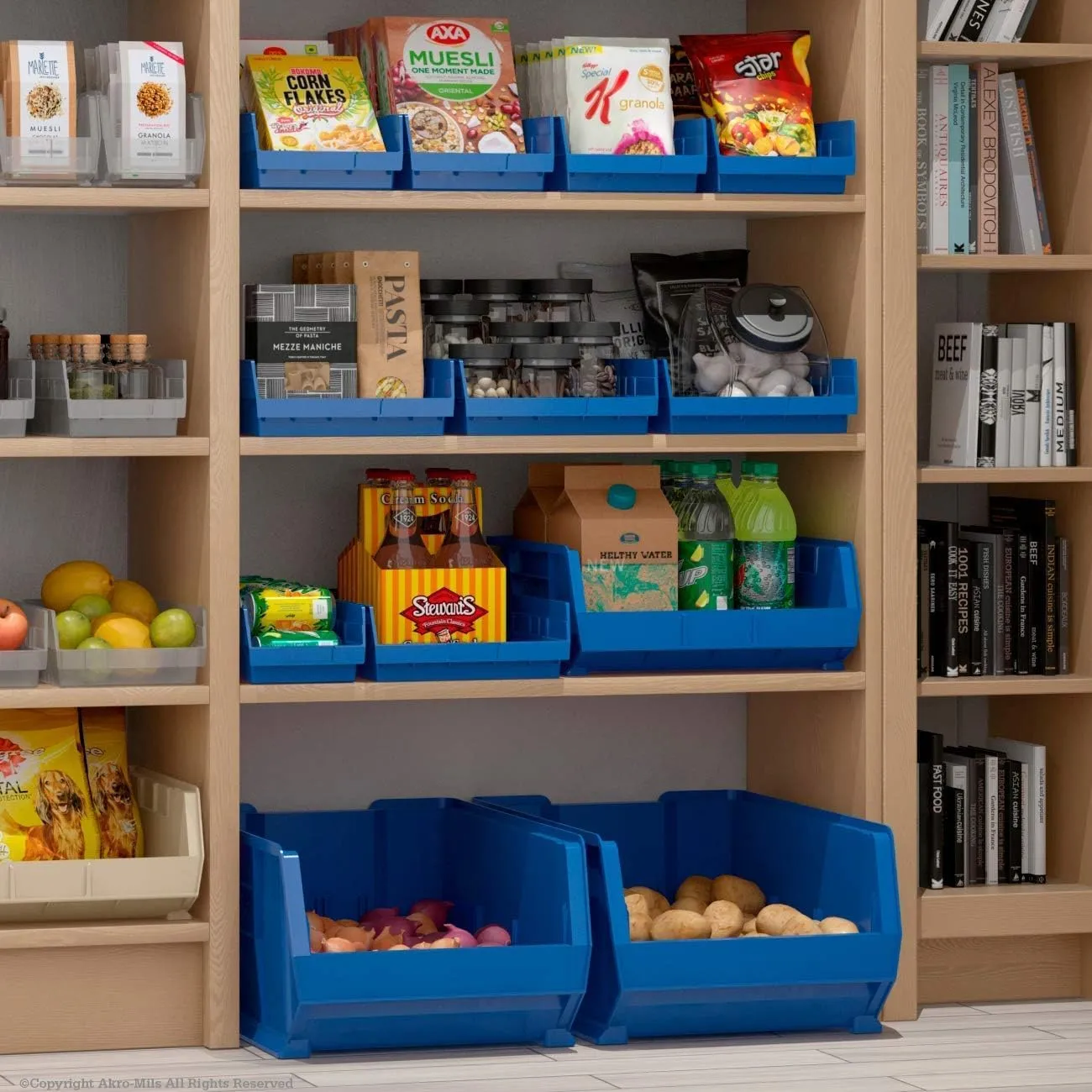 Akro-Mils 30138 Plastic Shelf Bins, Heavy Duty Storage Bins for Garage, Closet, and Drawer Organization, 18-Inch x 6-1/2-Inch x 4-Inch, Yellow, 12-Pack