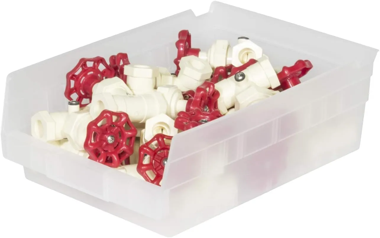 Akro-Mils 30150 Plastic Shelf Bins, Heavy Duty Storage Bins for Garage, Closet, and Drawer Organization, 12-Inch x 8-Inch x 4-Inch, Clear, 12-Pack