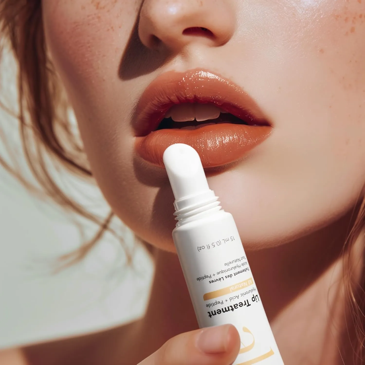 Alfie Hyaluronic Acid Lip Booster -Natural Flavor -15ml/0.5 Fl. Oz -Peptide Lip Treatment -Lip Plumper and Filler -Lip Serum and Moisturizer -Lip Volume Hydrating Treatment -Vegan Friendly, Non-Toxic