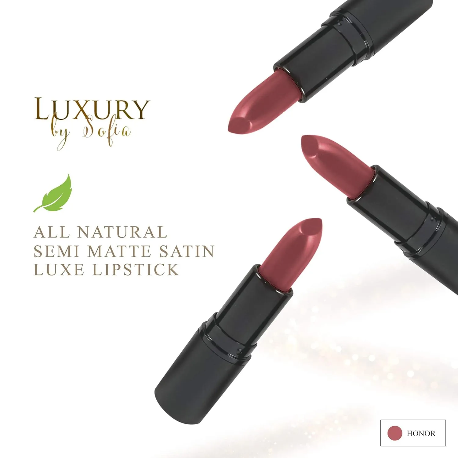 All Natural Lipstick, Semi Matte Lip Color, Moisturizing Lipstick, Non Toxic, Non GMO, Highly Pigmented, Long Lasting Lipstick, Vegan Makeup for Women (Honor)