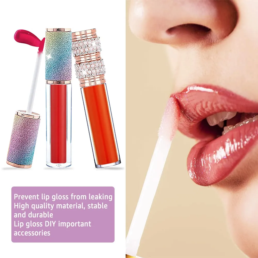 AMORIX 72 Pack 5ml Rainbow Lip Gloss Tubes with Wand 5ml Lip Gloss Containers Empty Lipgloss Bottles   4pcs Syringes for DIY Lip Gloss Balm