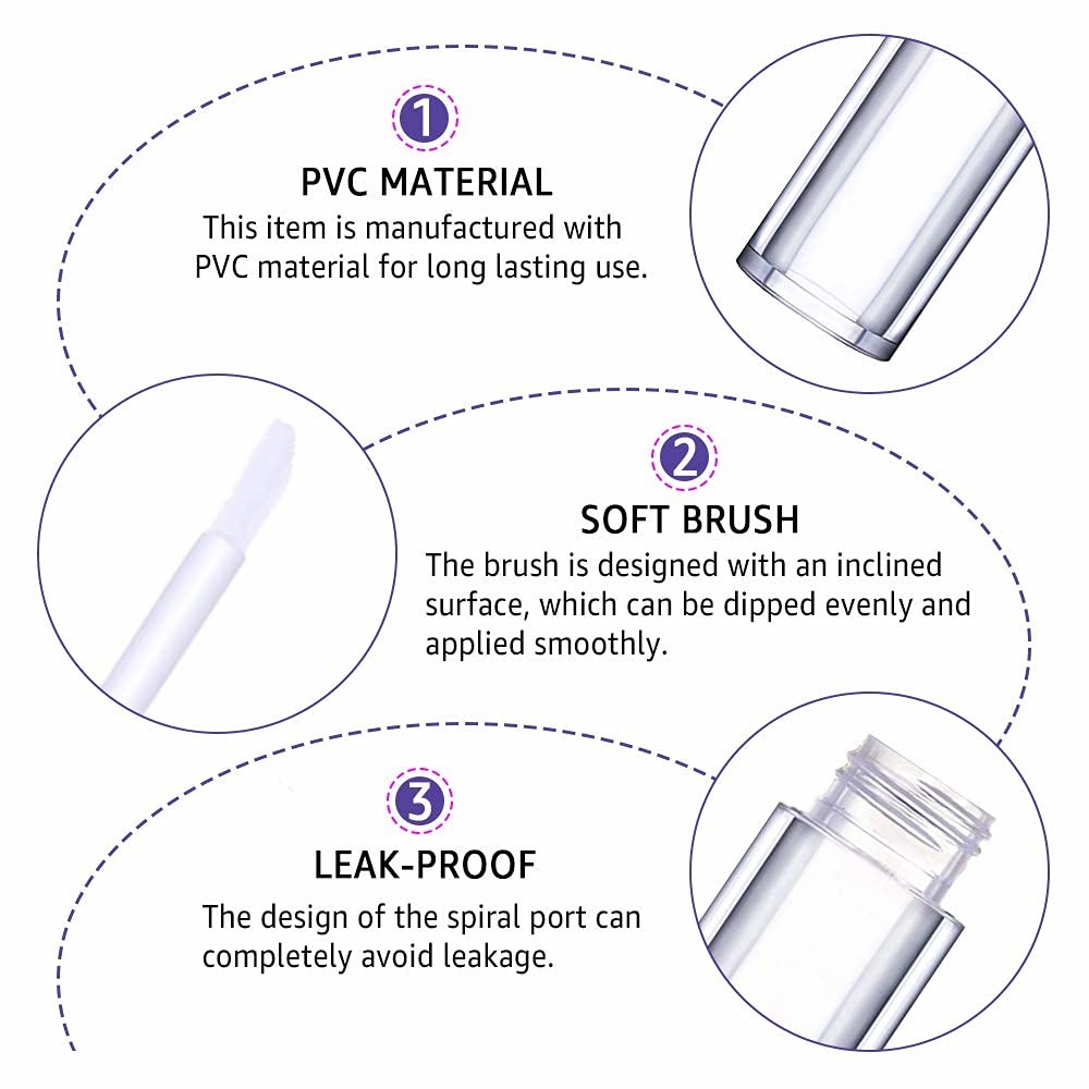 AMORIX 50 Pack Rainbow Lip Gloss Tubes with Wand 5ml Empty Lip Gloss Containers Cute Lipgloss Bottles Lip Gloss Supplies Kit   3pcs Syringes   Labels for DIY Lip Gloss Base