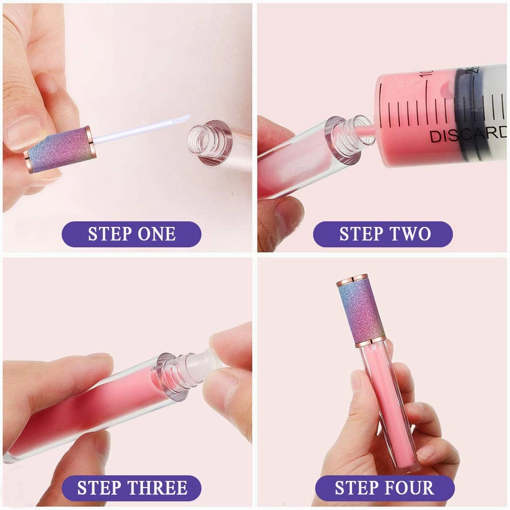 AMORIX 72pcs 5ml Diamond Lip Gloss Tubes with Wand Lipgloss Tubes Bulk Empty Rhinestone Lip Gloss Containers Bottles Crystal Lip Gloss Supplies Kit, 4 x Syringes   Labels for DIY Lip Gloss Base