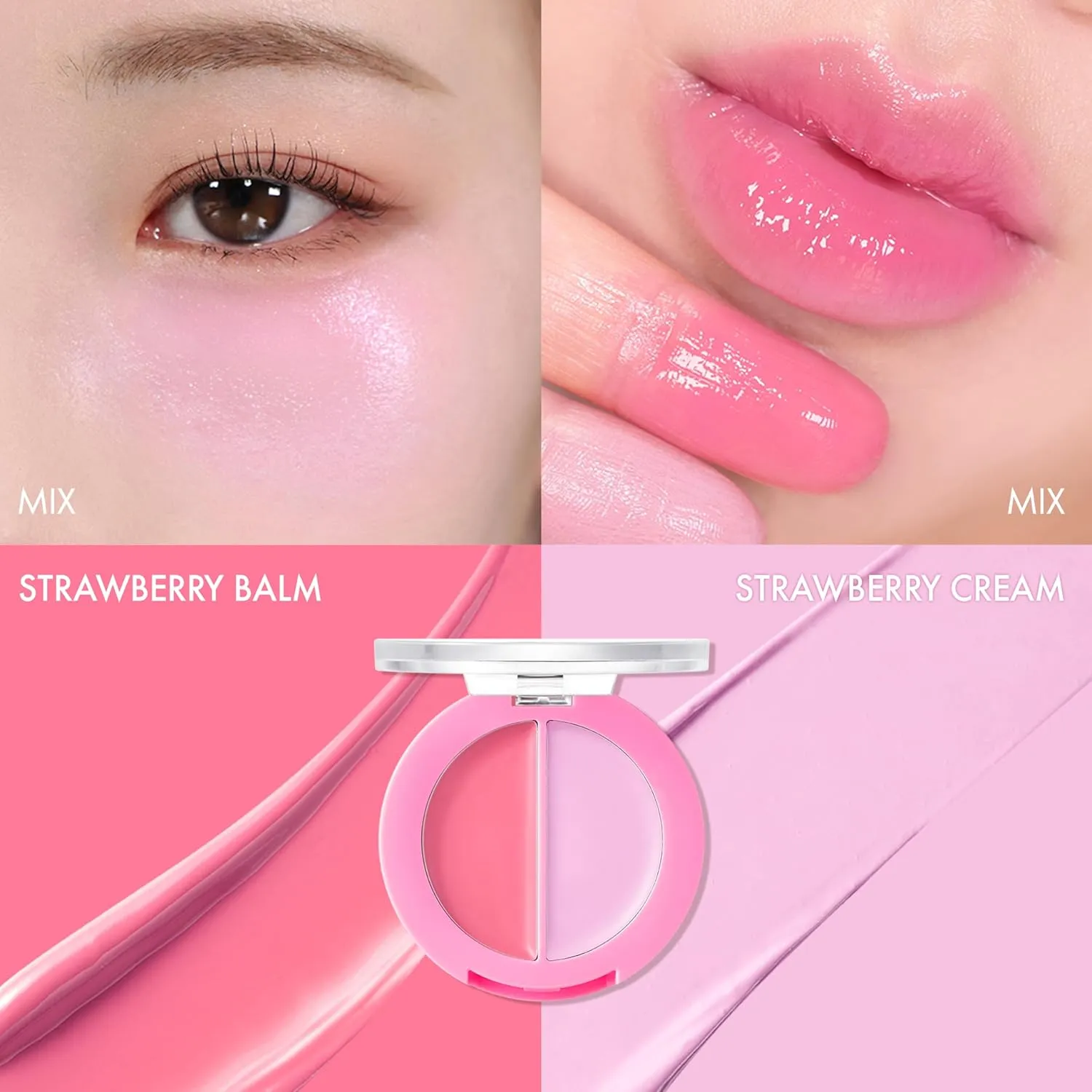 Amuse SEOUL Lips and Cheeks Healthy Balm 03 STRAWBERRY BALM | Moisturizing, Glossy, Creamy Texture, Lightweight, Dewy Finish, Natural-looking Color, K Beauty Makeup, Vegan (1.5g / 0.05 oz)