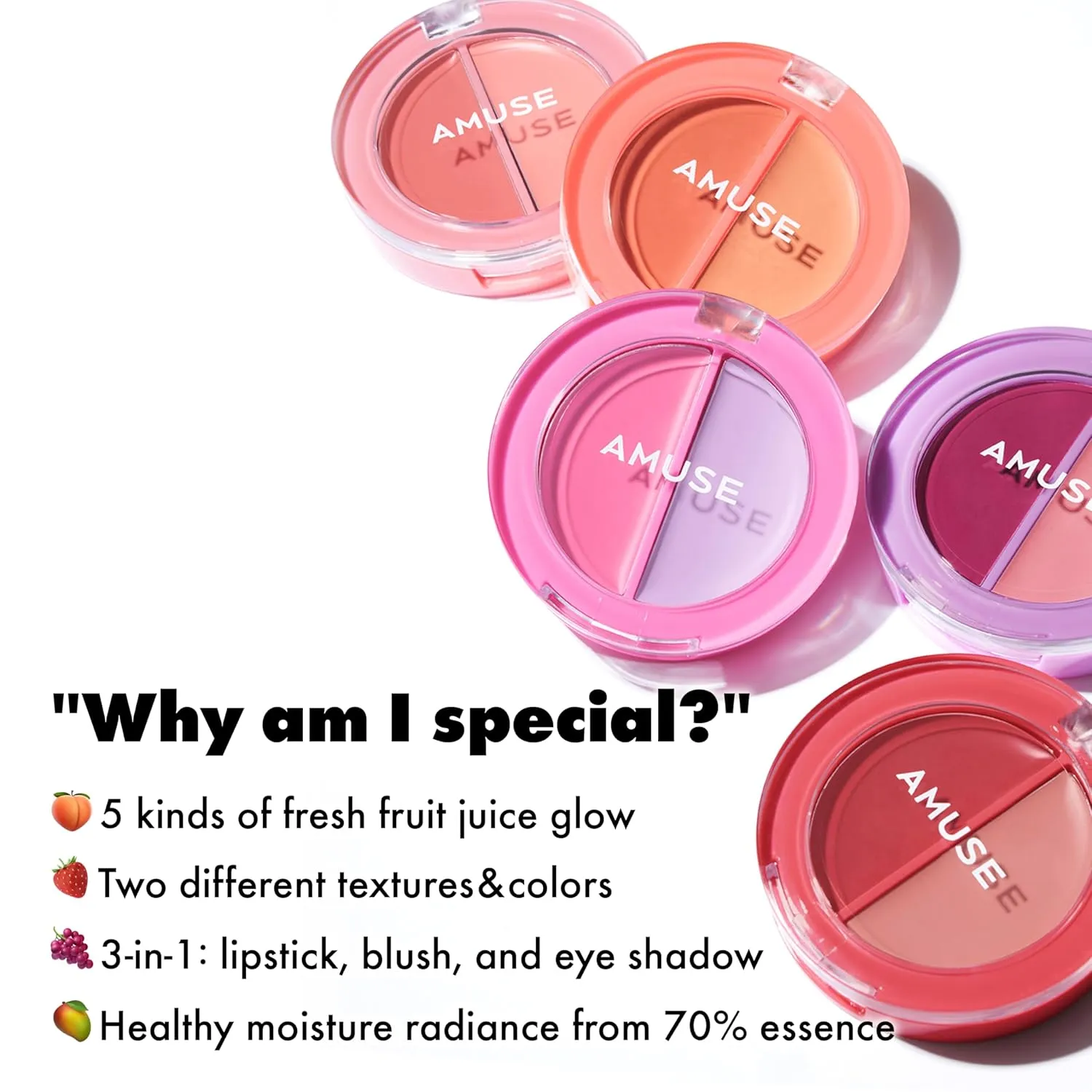 Amuse SEOUL Lips and Cheeks Healthy Balm 03 STRAWBERRY BALM | Moisturizing, Glossy, Creamy Texture, Lightweight, Dewy Finish, Natural-looking Color, K Beauty Makeup, Vegan (1.5g / 0.05 oz)