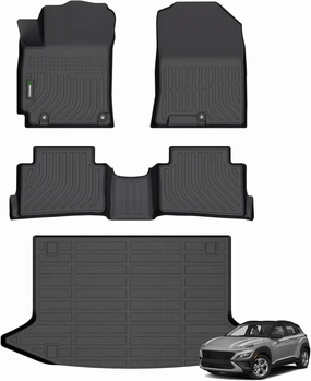 ANBINGO®Floor Mats & Cargo Liner Fit for Hyundai Kona 2018-2023/ Kona N 2022-2023 (No Electric Models) Custom Fit Accessories - Black