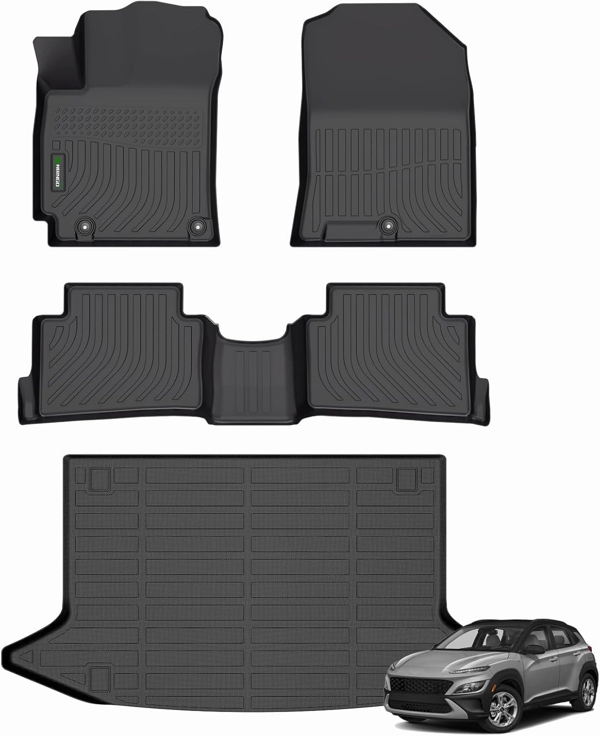 ANBINGO®Floor Mats & Cargo Liner Fit for Hyundai Kona 2018-2023/ Kona N 2022-2023 (No Electric Models) Custom Fit Accessories - Black