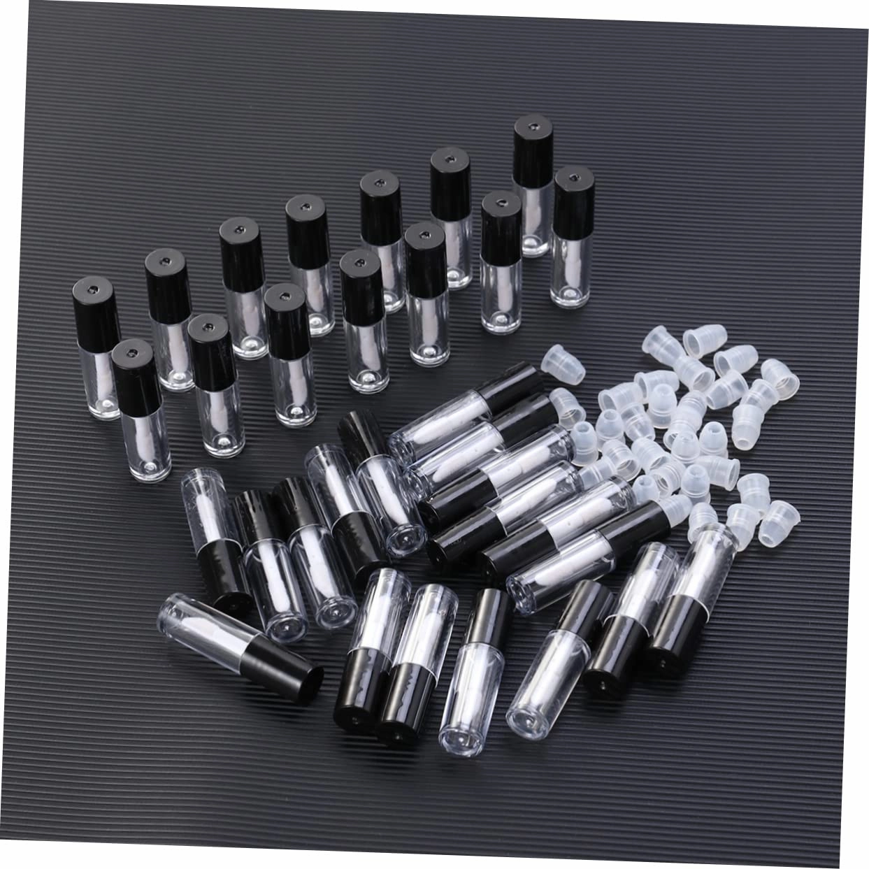 Angoily 48 Pcs Lip Gloss Containers with Wand Lipstick Lip Gloss Balm Container Lip Gloss Bottles Clear Container Makeup Lip Gloss Black Container Empty Cosmetic Containers Mini