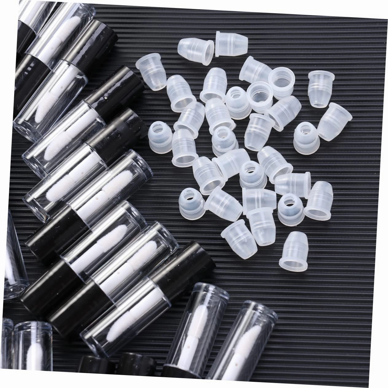 Angoily 48 Pcs Lip Gloss Containers with Wand Lipstick Lip Gloss Balm Container Lip Gloss Bottles Clear Container Makeup Lip Gloss Black Container Empty Cosmetic Containers Mini