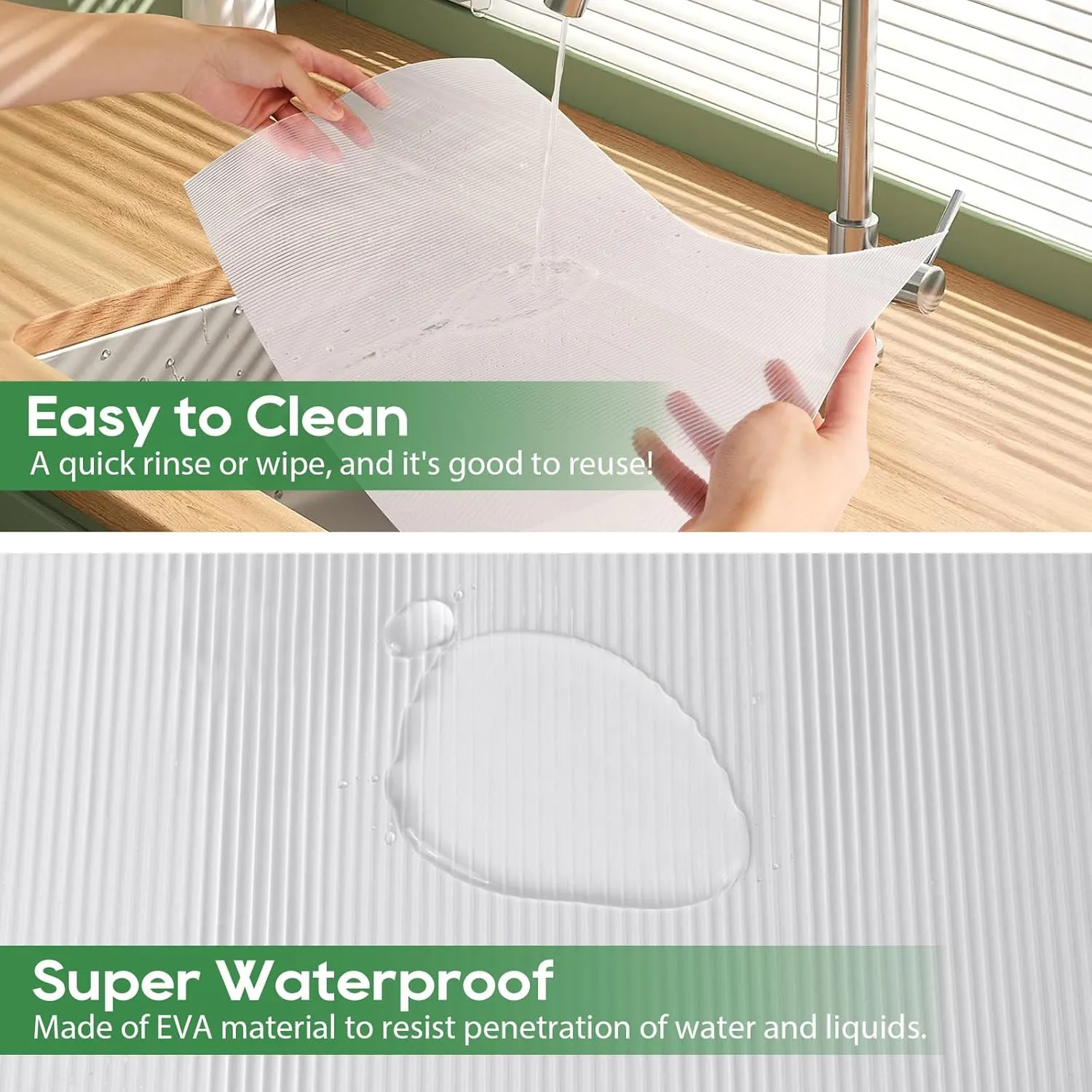Anoak Shelf Liner Cabinet Liner, Non Adhesive Drawer Liner, Washable 16 Inch x 20 FT x 2Rolls Waterproof Durable Non-Slip Shelf Liners for Kitchen, Drawer, Refrigerator