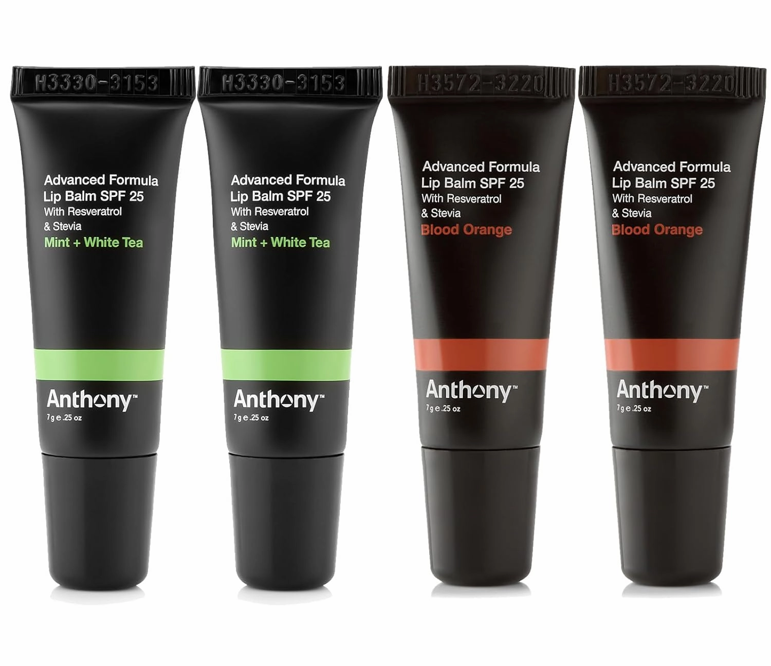 Anthony 25 SPF Lip Balm With Sunscreen - Contains Green Tea Extract, Shea Butter & Vitamin E - Moisturizing Repair Care Treatment for Chapped & Dry Lips 4-Pack