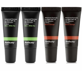 Anthony 25 SPF Lip Balm With Sunscreen - Contains Green Tea Extract, Shea Butter & Vitamin E - Moisturizing Repair Care Treatment for Chapped & Dry Lips 4-Pack