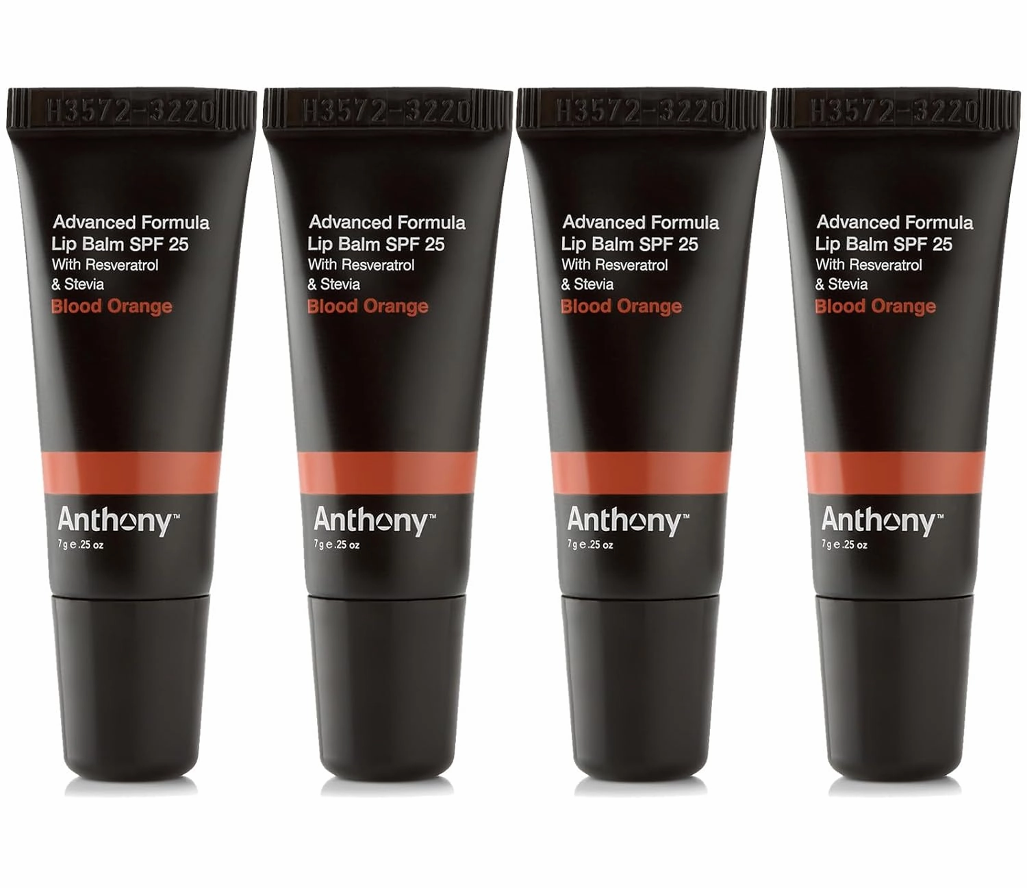 Anthony 25 SPF Lip Balm with Sunscreen for Lips – Contains Green Tea Extract, Shea Butter & Vitamin E – Moisturizing Repair Care Treatment for Chapped & Dry Lips - Blood Orange Flavor - 4 Pack