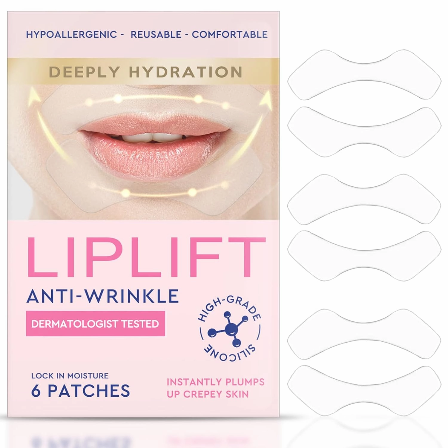 Anti Wrinkle Patches for Lip, Overnight Smoothing Wrinkles - Anti-Wrinkle Silicone Facial Patch-es for Lip, Fine Lines Wrinkle Pa-tches for Smile Line & Li-p Area