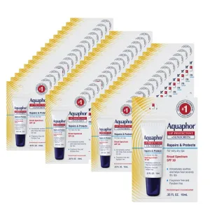 Aquaphor Lip Repair Lip Balm with Sunscreen, Lip Protectant, Lip Balm SPF 30, 0.35 Oz Tube (Pack of 48)