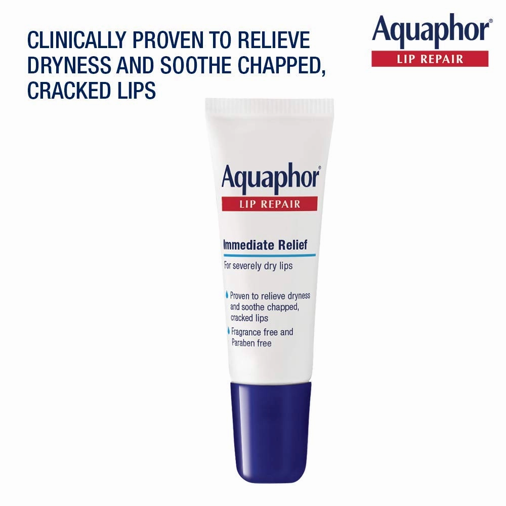 Aquaphor Lip Repair Ointment - Long-lasting Moisture to Soothe Dry Chapped Lips - .35 fl. oz. Tube (Pack of 48)
