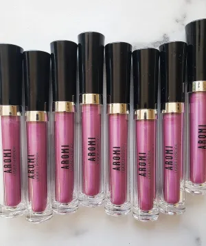 Aromi Berry Fuchsia Metallic Liquid Lipstick | Magenta Pink Lip Color with Shimmery Finish, Vegan, Cruelty-free, Long-Lasting, Smudge Proof (Opal Rose)