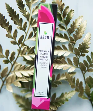 Aromi Burnt Pumpkin Metallic Liquid Lipstick | Orange Gold Lip Color with Shimmery Finish, Vegan, Cruelty-free, Long-lasting, Waterproof (Chewy Apricot)