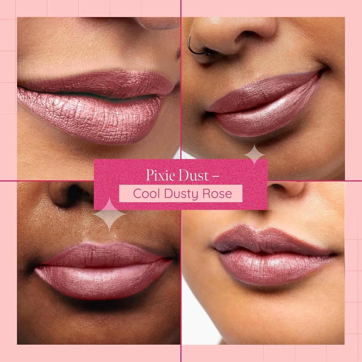 Aromi Metallic Liquid Lipstick | Dusty Rose Lip Color w/Shimmery Finish, Long-Lasting, Waterproof, Nude Berry, Vegan, Cruelty-Free (Pixie Dust)