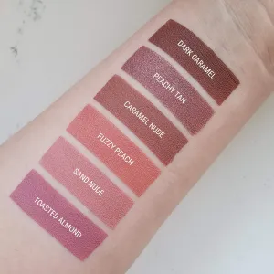 Aromi Peachy Tan Metallic Liquid Lipstick | Sepia Bronze Lip Color with Shimmery Finish, Vegan, Cruelty-free, Long-Lasting, Handmade (Peachy Tan)