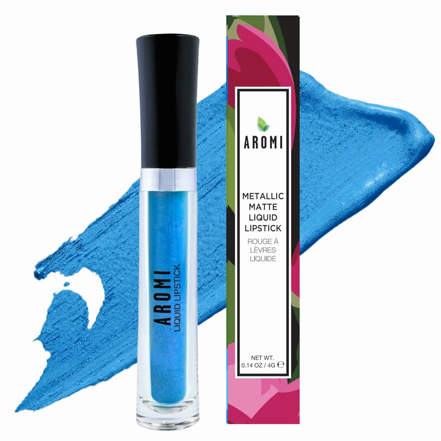 Aromi Bright Blue Metallic Liquid Lipstick | Sparkly, Sky Lip Color with Shimmery Finish, Vegan Makeup, Cruelty-free, Long-lasting (Snow Queen)
