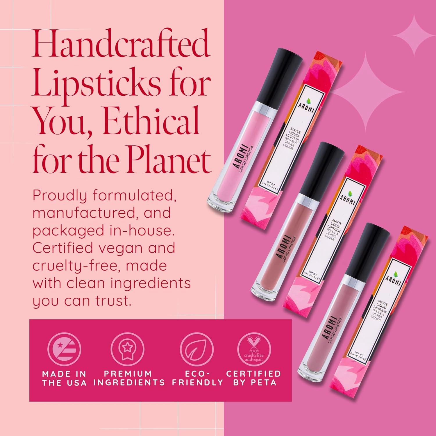 Aromi Magenta Matte Liquid Lipstick | Dark Pink, Fuchsia Lip Color for Women, Long-lasting, Vegan, Waterproof, Long Wear (Pink Peacock)
