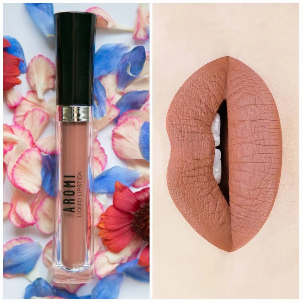 Aromi Matte Liquid Lipstick | Long Lasting, Waterproof, Sand Beige Lip Shade, Tan, Smudge   Transfer Proof, Gluten Free, Vegan Makeup (Caramel Nude)