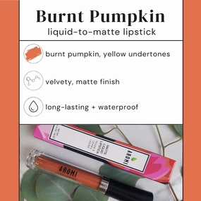 Aromi Matte Liquid Lipstick | Long-Lasting, Waterproof, Smear, Smudge   Transfer Proof, Nutmeg Orange Lip Color, Paraben, Phthalate,   Gluten Free (Burnt Pumpkin)
