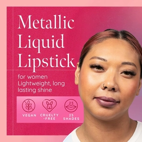 Aromi Metallic Liquid Lipstick | Chestnut Rose Lip Color with Shimmery Finish, Long-lasting   Long Wear, Smudge Proof, Waterproof, Vegan, Cruelty-free (Burgundy Quartz)