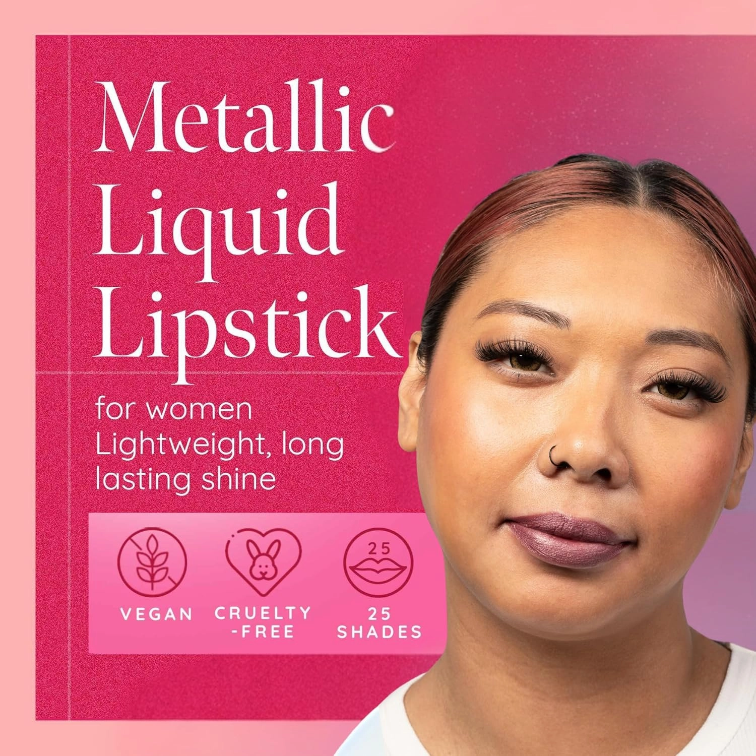 Aromi Metallic Liquid Lipstick | Chestnut Rose Lip Color with Shimmery Finish, Long-lasting   Long Wear, Smudge Proof, Waterproof, Vegan, Cruelty-free (Burgundy Quartz)