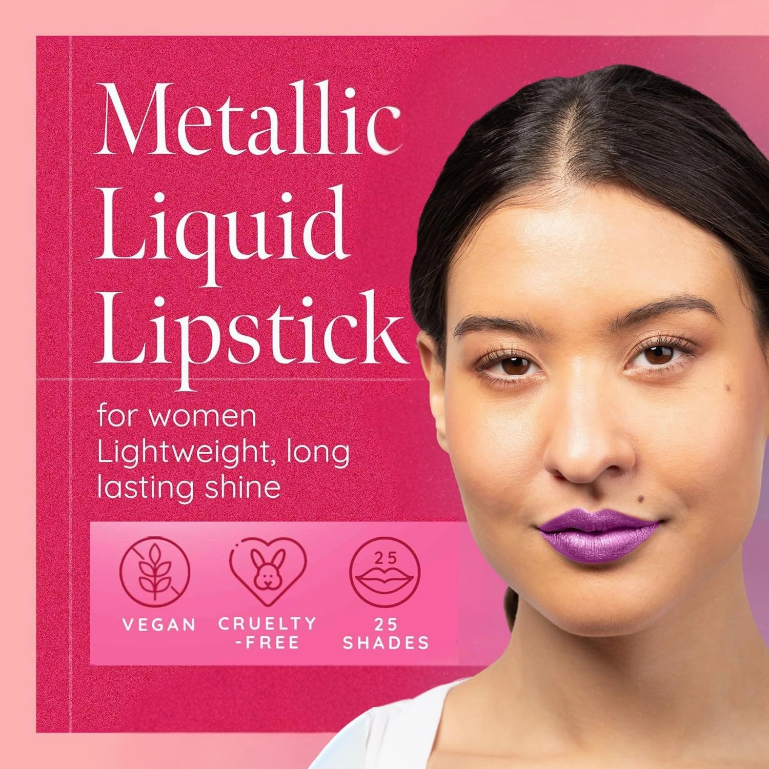 Aromi Metallic Liquid Lipstick | Long-Lasting, Waterproof, Smear and Smudge Proof, Bright Lilac Lip Color with Shimmery Finish (Purple Unicorn)