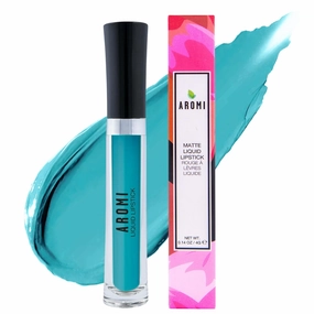 Aromi Sea Foam Matte Liquid Lipstick | Aqua, Aquamarine Lip Color, Blue Green, Smudge and Transfer Proof, Long-Lasting, Vegan, Cruelty-free, Handmade (Sea Foam)