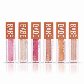 Babe Glittery Lip Gloss Long Lasting Water & Smudge Proof For Glossy Look Lightweight Non Sticky Lip shiner For Moisturizing Lips (Pink,Silver,Hot Pink,Rose,Bronze,Penny) Pack of 6