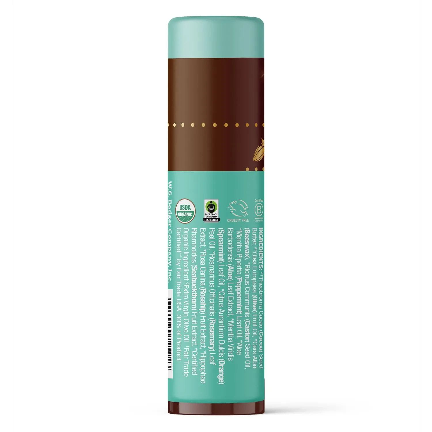 Badger Cool Mint Cocoa Butter Lip Balm, Long Lasting Hydrating Lip Care, 100% Organic Lip Balm, Large Size Stick, 4-pack