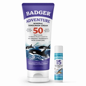 Badger SPF 15 Mineral Sunscreen Lip Balm and SPF 50 Mineral Sunscreen