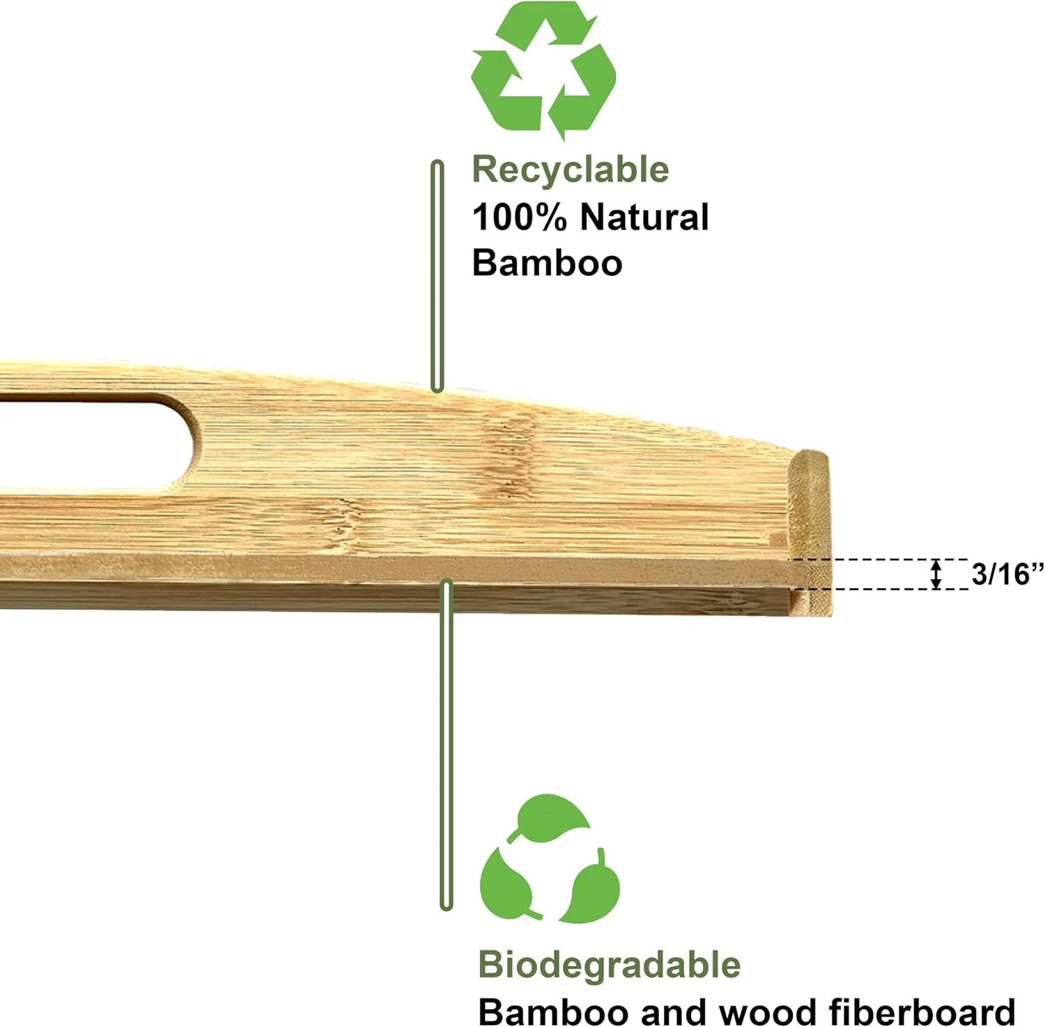 Bam & Boo Natural Bamboo Serving Tray Extra Large Rectangular with Handles for Food, Drinks, Storage, Decor, Vanity, Breakfast, Parties, Weddings, Picnics(23.6” x 15” x 2.35”, Natural)