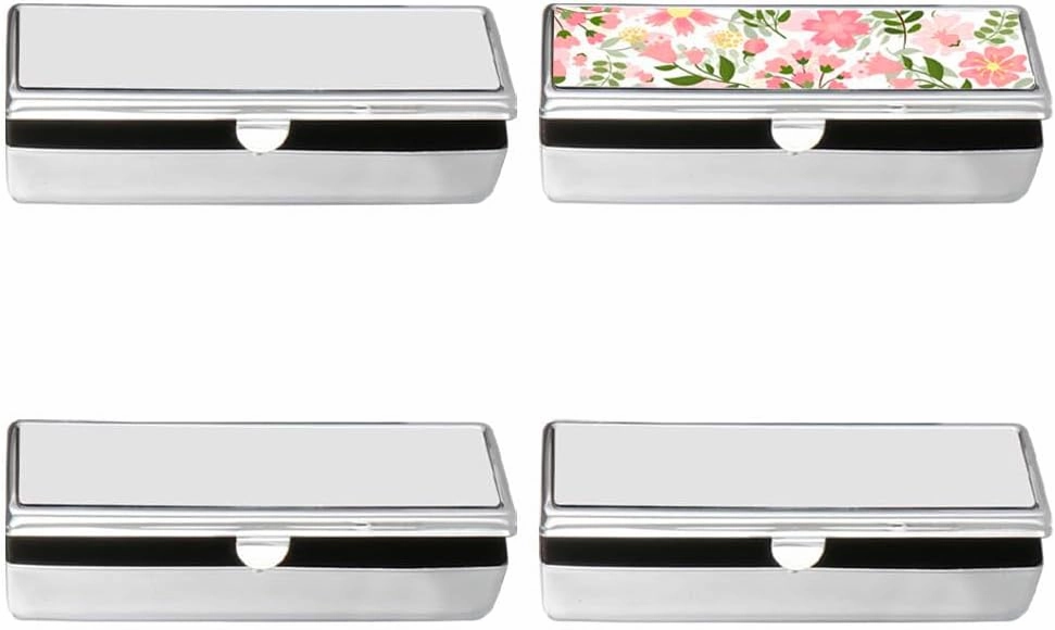 BAOZOON 4 Pcs Sublimation Blank Metal Lipstick Case Holder With Mirror Heat Transfer Lip Gloss Purse DIY Portable Lipstick Holder Case Jewelry Storage Box