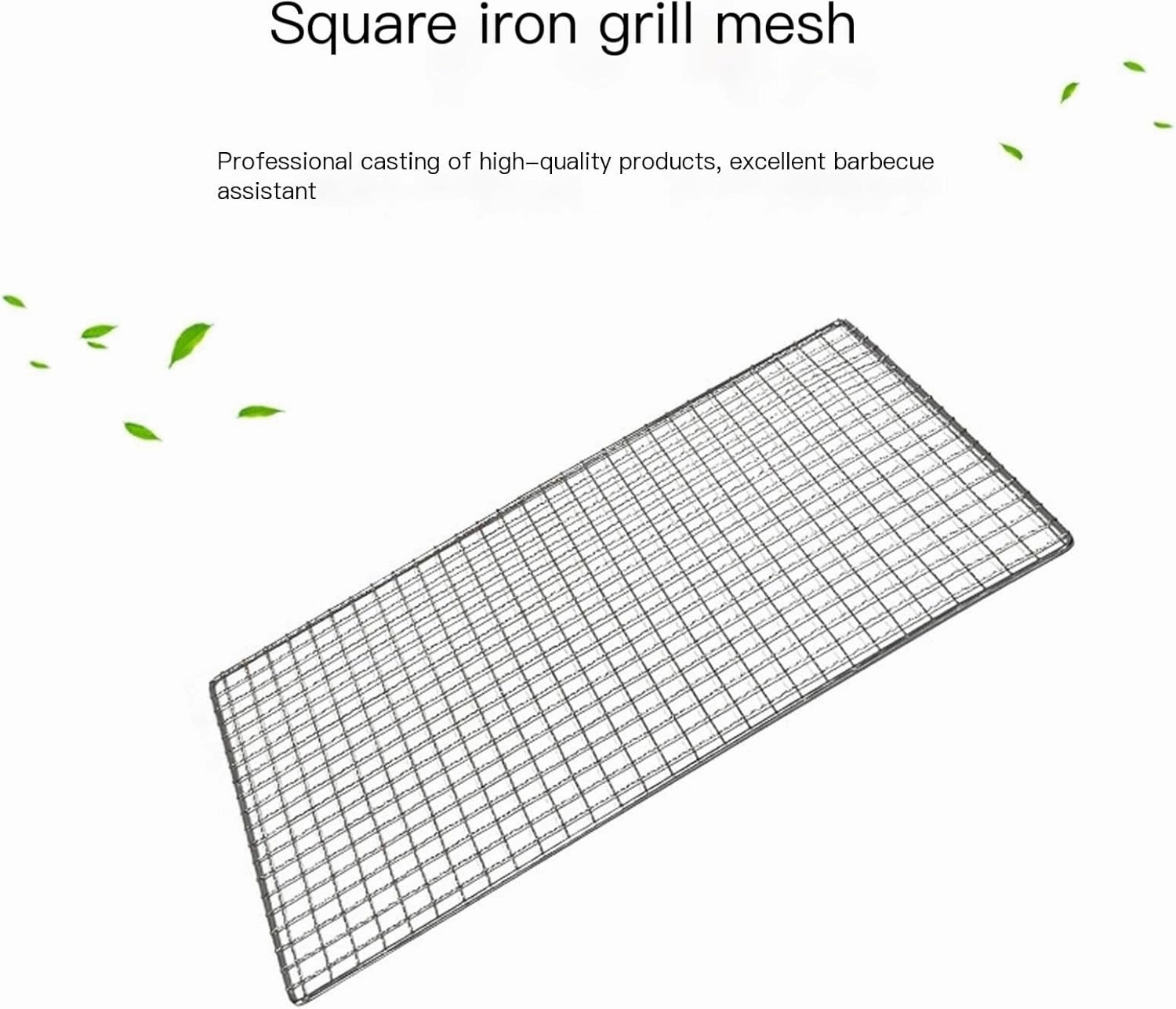 Barbecue Grill Square Iron Grill Rectangular Grill Rack Tool Outdoor Barbecue Supplies Oven Accessories(Oversized mesh)