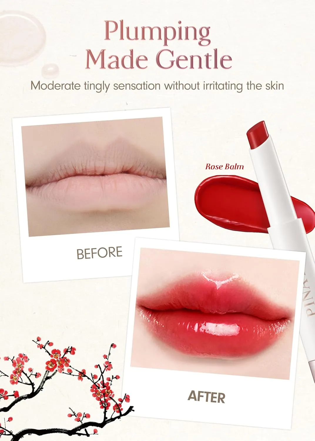 Bare Glow Peptide Melting Lip Balm 0.06 oz – Vegan Plumping Moisturizing & Hydrating Korean Makeup Lip Balm, Color Tinted Lip Stain for Softer Lips – Lip Gloss with Shimmer (#03 Rose Balm)