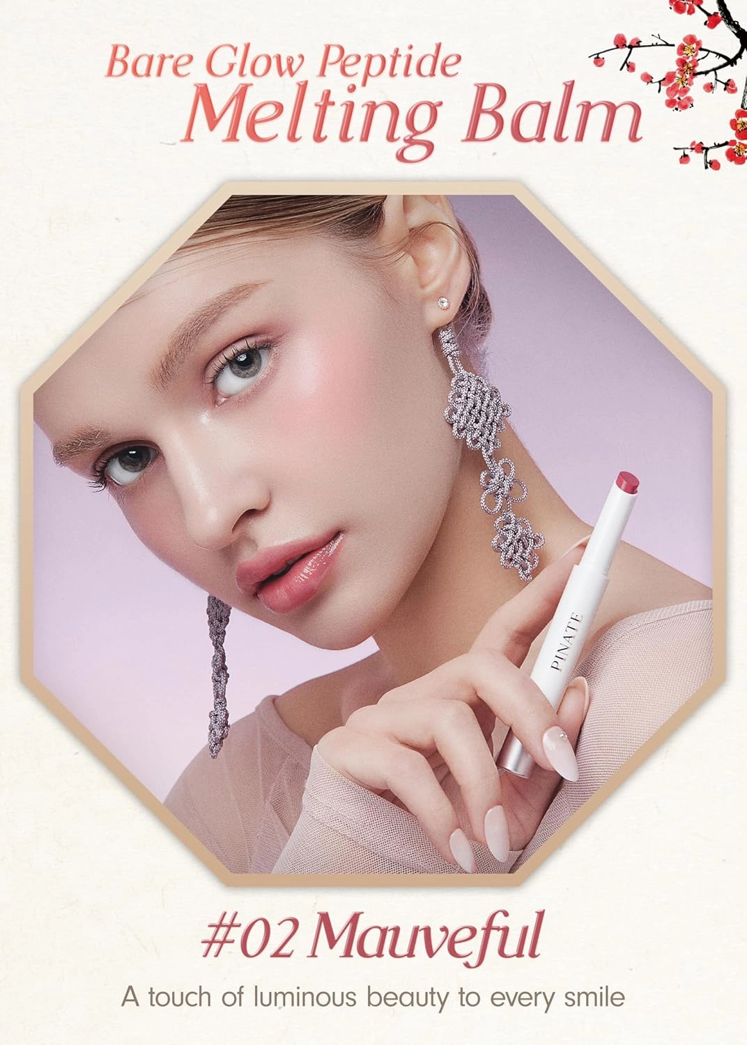 Bare Glow Peptide Melting Lip Balm 0.06 oz – Vegan Plumping Moisturizing & Hydrating Korean Makeup Lip Balm, Color Tinted Lip Stain for Softer Lips – Lip Gloss with Shimmer (#02 Mauveful)