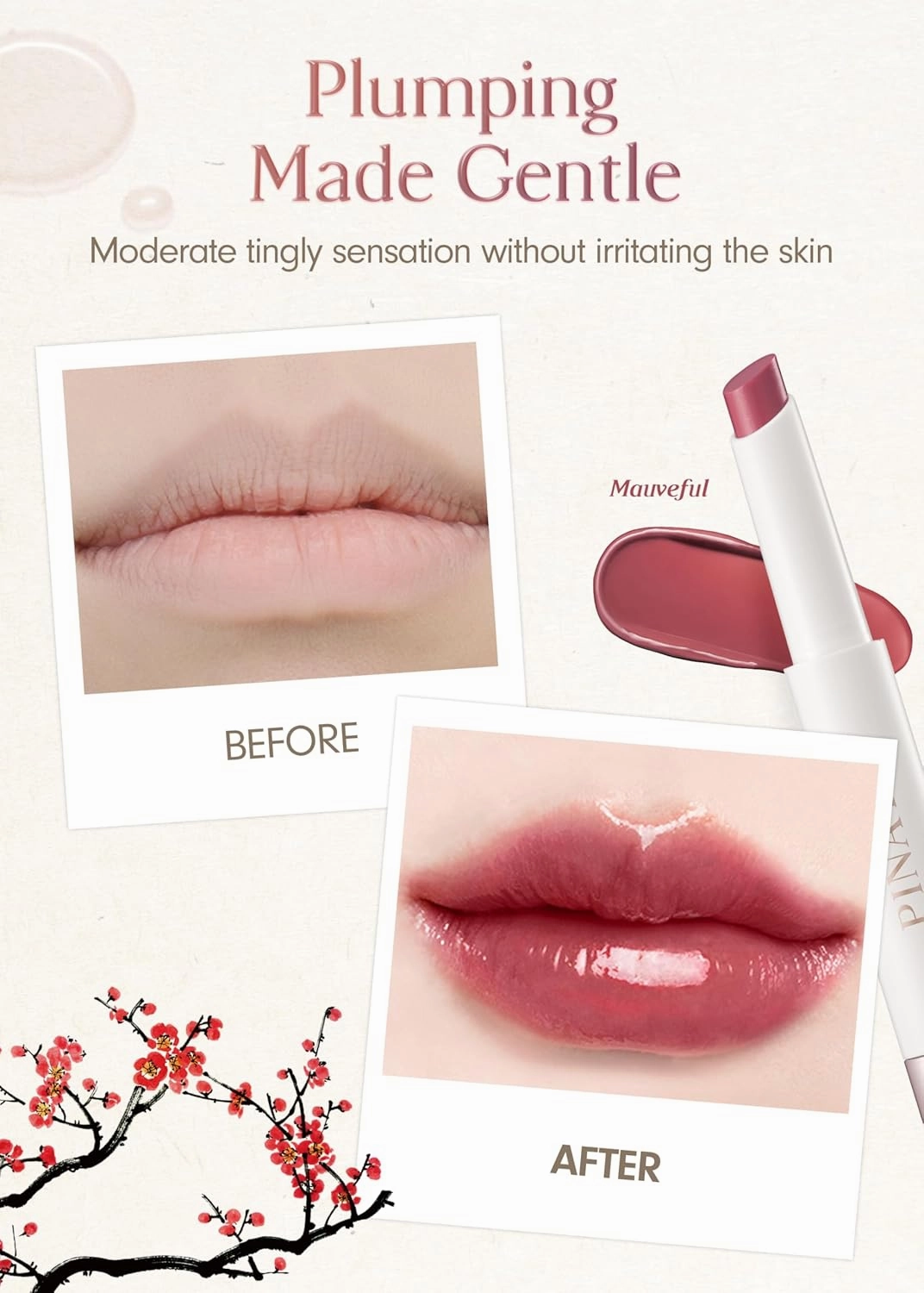 Bare Glow Peptide Melting Lip Balm 0.06 oz – Vegan Plumping Moisturizing & Hydrating Korean Makeup Lip Balm, Color Tinted Lip Stain for Softer Lips – Lip Gloss with Shimmer (#02 Mauveful)