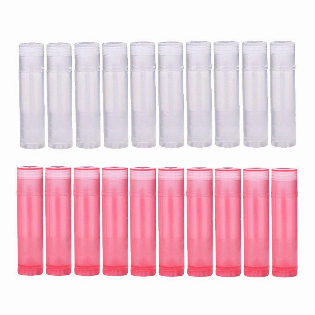 barenx 20x 5G DIY Plastic Lip Balm Tubes Refillable Lip Protector Bottles Clear Pink