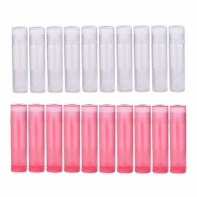 barenx 20x 5G DIY Plastic Lip Balm Tubes Refillable Lip Protector Bottles Clear Pink