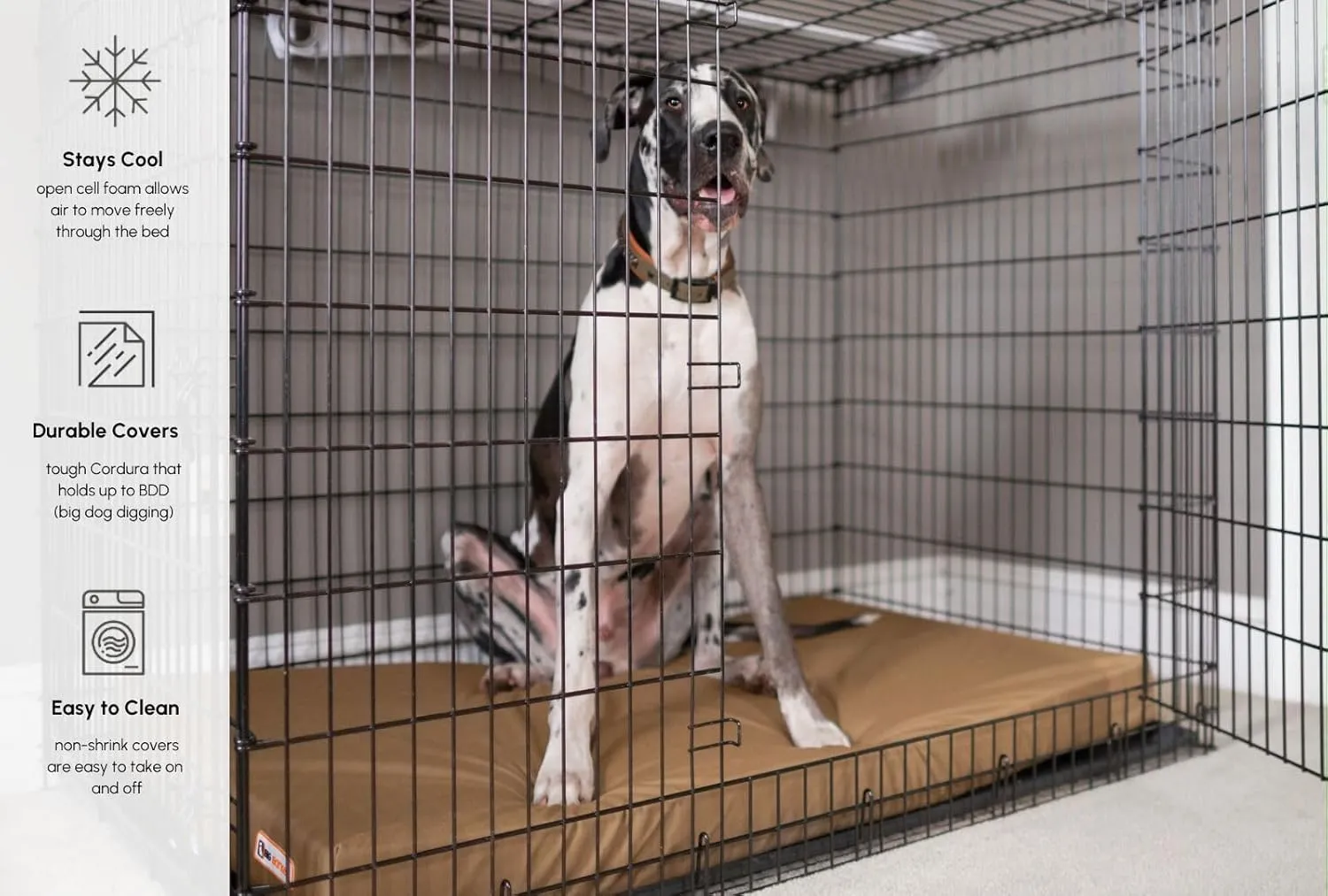Barker Beds Orthopedic Crate Bed (XL, Cordura)– 4" Memory Foam Pad for Dog Crates – Designed for Extra Large Dogs – Durable, Machine-Washable Cover – Supports Joints – Made in USA