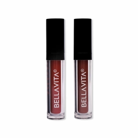 Be.lla Vi.ta Organic Starry Night Combo|Kiss Proof Liquid Lipstick|Naughty Nude   Mocha Madness|Transfer-Proof|Smudge-Proof|Intense Moisturisation|18-Hr Stay|Ultra Matte Finish|4.5Ml Each