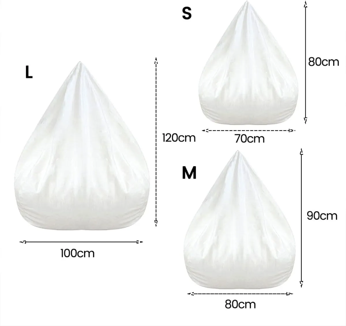 Bean Bag Inner Liner for Bean Bag Chair Lazy Sofa Easy Cleaning Removable Replacement Stocking Inner Liner with Zipper No Filler for Livingroom Bedroom Playroom 70x80cm 80x90cm 100x120cm (2, Medium)