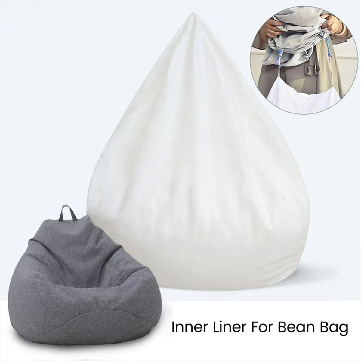 Bean Bag Inner Liner for Bean Bag Chair Lazy Sofa Easy Cleaning Removable Replacement Stocking Inner Liner with Zipper No Filler for Livingroom Bedroom Playroom 70x80cm 80x90cm 100x120cm (2, Medium)