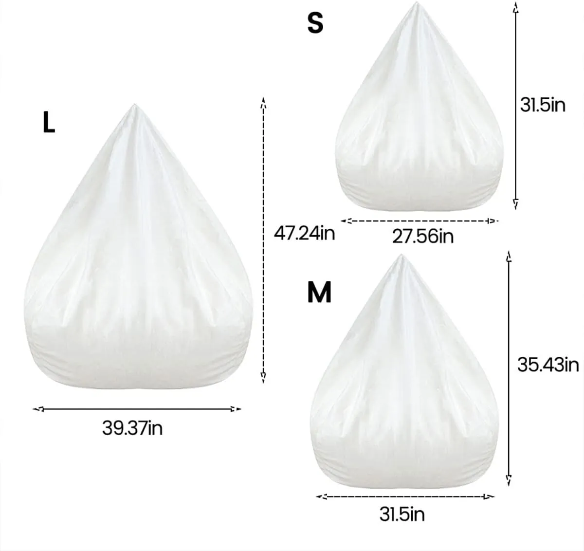 Bean Bag Inner Liner for Bean Bag Chair Lazy Sofa Easy Cleaning Removable Replacement Stocking Inner Liner with Zipper No Filler for Livingroom Bedroom Playroom 70x80cm 80x90cm 100x120cm (2, Medium)