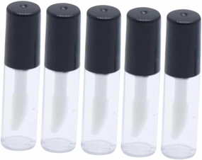 Beaupretty 50pcs Clear Mini Lip Gloss Tubes with Brush Head Refillable Empty Containers for Lip Gloss and Oil Portable Makeup Storage for Travel and Samples